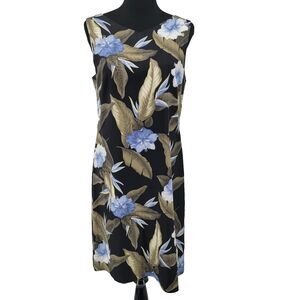 Tommy Bahama Womens Sz10 Sleeveless 100% Silk V-neck Tropical Lined Sheath Dress